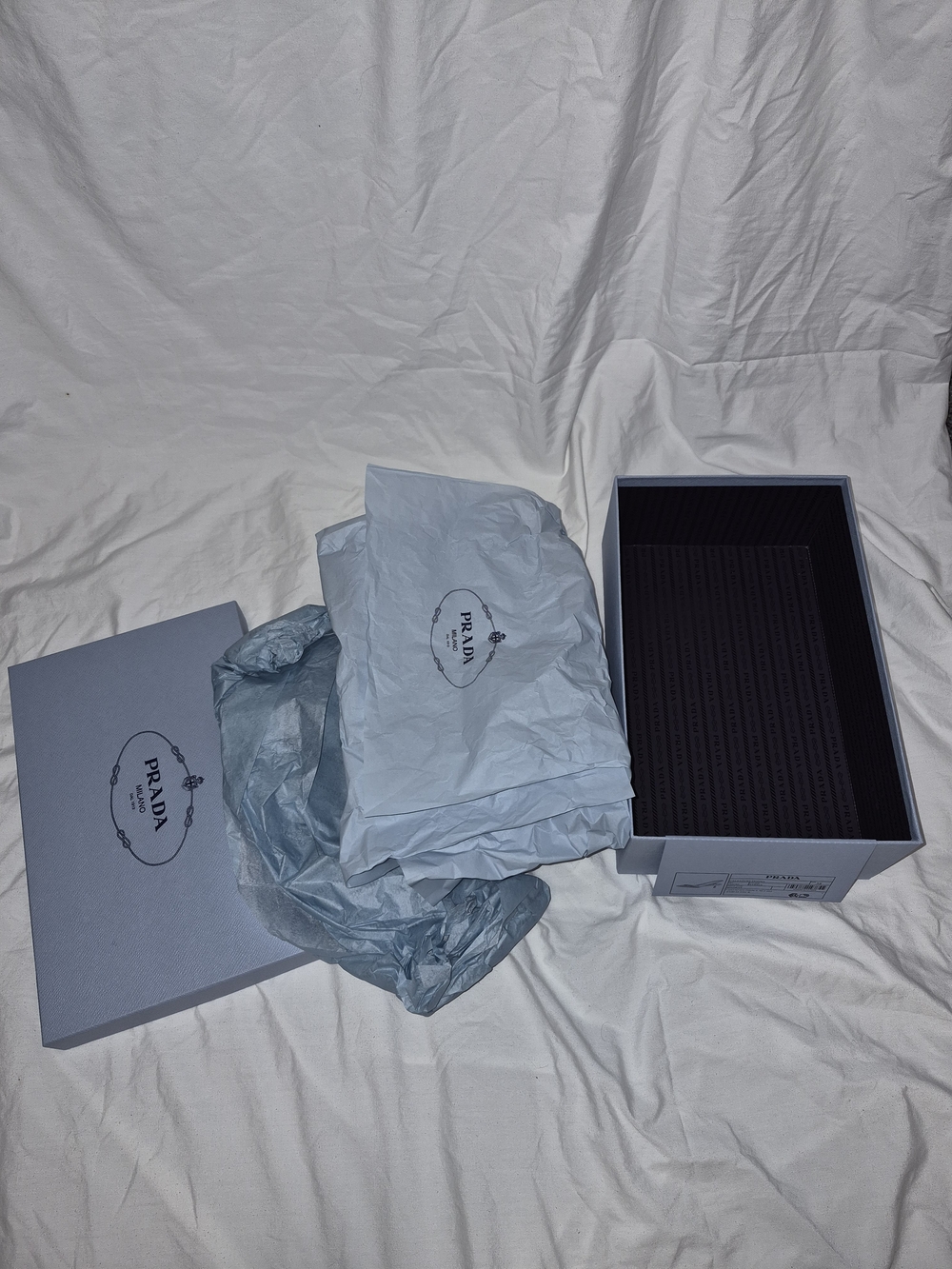 Prada Empty Blue Shoe Box With Paper